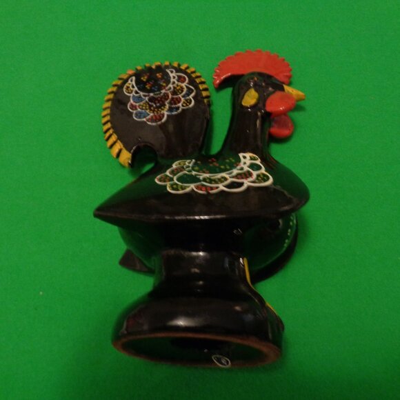 VINTAGE POTTERY ROOSTER Made In Japan Of BROWN POTTERY W COLORS - Picture 7 of 11